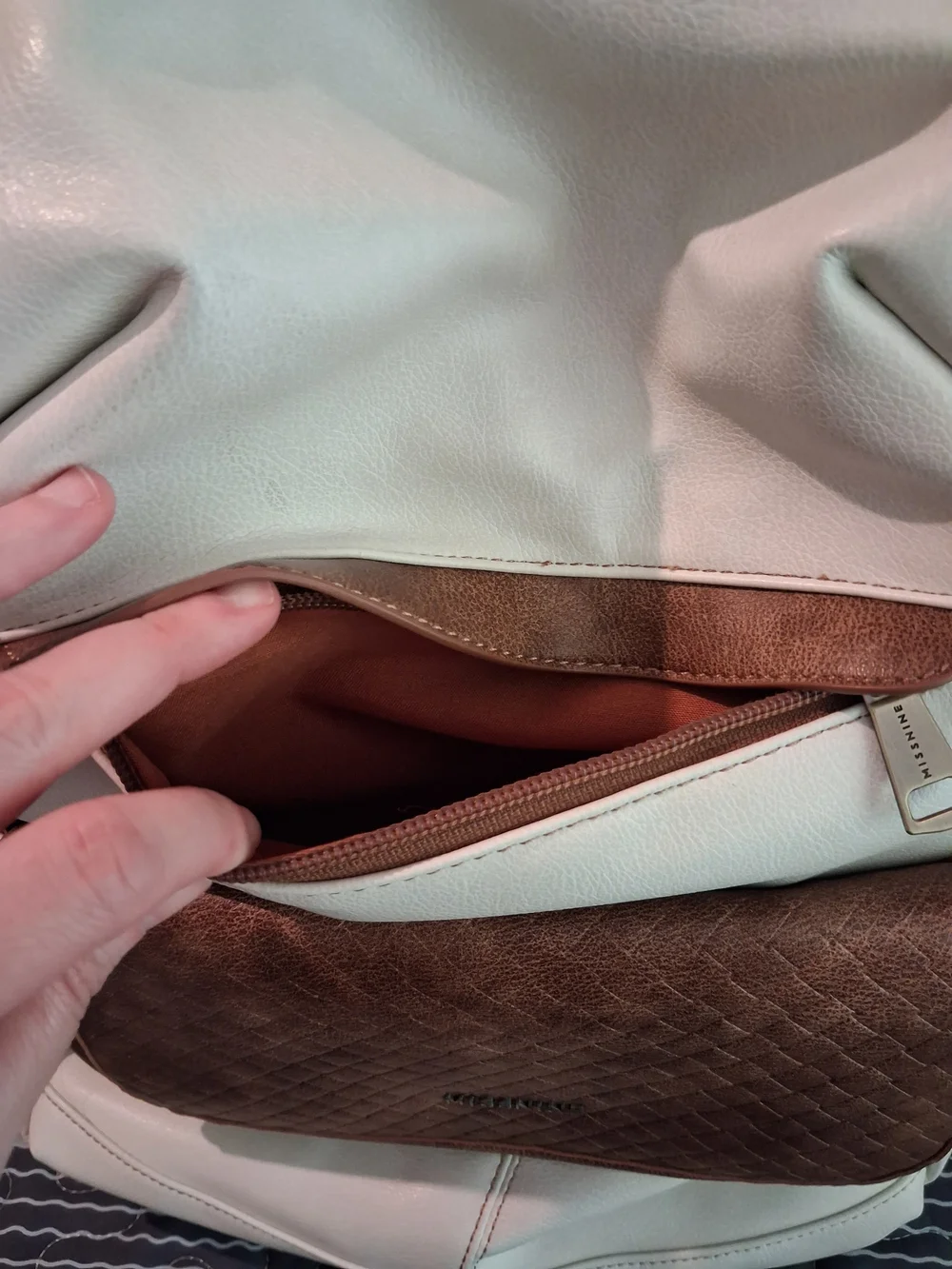 Cream & Brown Backpack Purse